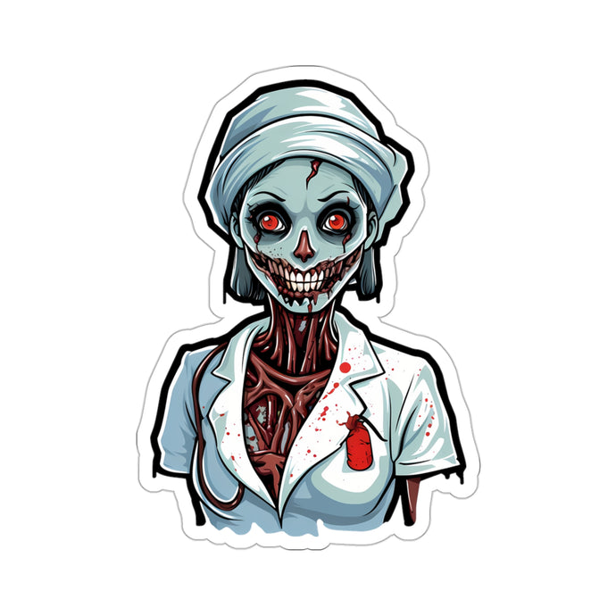 Nurse of Nightmares: Spooky Halloween Zombie Nurse Stickers Fall Bestsellers Halloween Home & Living Kiss cut Magnets & Stickers nurse Stickers
