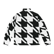 Urban Chic Cold-Weather Essential: Women's Houndstooth Puffer All Over Print AOP AOP Clothing Athleisure Exclusive Houndstooth Jackets Long Sleeves Men's Clothing Mens Outdoor Outerwear Sublimation With zipper