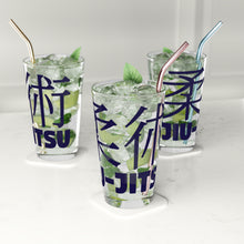 Mat Mastery: Jiu-Jitsu Emblem Pint Glass for Discerning Practitioners, 16oz Assembled in the USA Assembled in USA Dining Drink Drinks Exclusive Festive Glass Glassware Home & Living Jiu-Jitsu Kitchen Made in the USA Made in USA Seasonal Picks