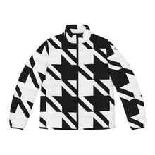 Urban Chic Cold-Weather Essential: Women's Houndstooth Puffer All Over Print AOP AOP Clothing Athleisure Exclusive Houndstooth Jackets Long Sleeves Men's Clothing Mens Outdoor Outerwear Sublimation With zipper