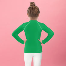 Active Allure: Girls' Solid Color Long Sleeve Rash Guards - Jade Exclusive Girls Kids Long Sleeve Rash Guard Solid Color Swimwear