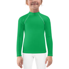 Active Allure: Girls' Solid Color Long Sleeve Rash Guards - Jade Exclusive Girls Kids Long Sleeve Rash Guard Solid Color Swimwear