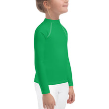 Active Allure: Girls' Solid Color Long Sleeve Rash Guards - Jade Exclusive Girls Kids Long Sleeve Rash Guard Solid Color Swimwear