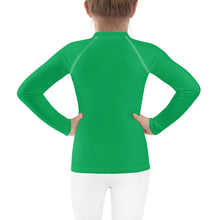 Active Allure: Girls' Solid Color Long Sleeve Rash Guards - Jade Exclusive Girls Kids Long Sleeve Rash Guard Solid Color Swimwear