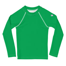 Active Allure: Girls' Solid Color Long Sleeve Rash Guards - Jade Exclusive Girls Kids Long Sleeve Rash Guard Solid Color Swimwear