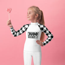 Active Elegance: Girl's Houndstooth Judo BJJ Rash Guard - Long Sleeve Exclusive Girls Houndstooth Judo Kids Long Sleeve Rash Guard