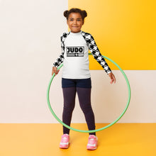 Active Elegance: Girl's Houndstooth Judo BJJ Rash Guard - Long Sleeve Exclusive Girls Houndstooth Judo Kids Long Sleeve Rash Guard
