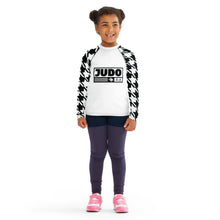 Active Elegance: Girl's Houndstooth Judo BJJ Rash Guard - Long Sleeve Exclusive Girls Houndstooth Judo Kids Long Sleeve Rash Guard