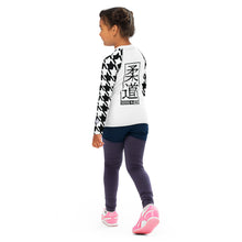 Active Elegance: Girl's Houndstooth Judo BJJ Rash Guard - Long Sleeve Exclusive Girls Houndstooth Judo Kids Long Sleeve Rash Guard