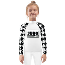 Active Elegance: Girl's Houndstooth Judo BJJ Rash Guard - Long Sleeve Exclusive Girls Houndstooth Judo Kids Long Sleeve Rash Guard