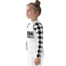 Active Elegance: Girl's Houndstooth Judo BJJ Rash Guard - Long Sleeve Exclusive Girls Houndstooth Judo Kids Long Sleeve Rash Guard