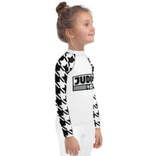 Active Elegance: Girl's Houndstooth Judo BJJ Rash Guard - Long Sleeve Exclusive Girls Houndstooth Judo Kids Long Sleeve Rash Guard