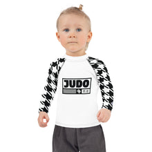 Active Elegance: Girl's Houndstooth Judo BJJ Rash Guard - Long Sleeve Exclusive Girls Houndstooth Judo Kids Long Sleeve Rash Guard