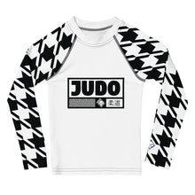 Active Elegance: Girl's Houndstooth Judo BJJ Rash Guard - Long Sleeve Exclusive Girls Houndstooth Judo Kids Long Sleeve Rash Guard