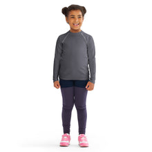 Adorable Coverage: Kids Girl's Long Sleeve Rash Guards in Solid Color - Charcoal Exclusive Girls Kids Long Sleeve Rash Guard Solid Color Swimwear
