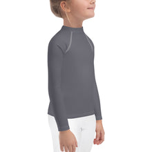Adorable Coverage: Kids Girl's Long Sleeve Rash Guards in Solid Color - Charcoal Exclusive Girls Kids Long Sleeve Rash Guard Solid Color Swimwear
