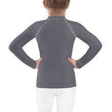 Adorable Coverage: Kids Girl's Long Sleeve Rash Guards in Solid Color - Charcoal Exclusive Girls Kids Long Sleeve Rash Guard Solid Color Swimwear