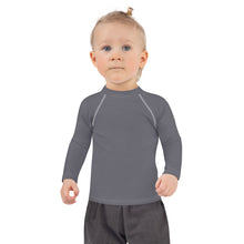 Adorable Coverage: Kids Girl's Long Sleeve Rash Guards in Solid Color - Charcoal Exclusive Girls Kids Long Sleeve Rash Guard Solid Color Swimwear