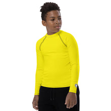 Boys Long Sleeve BJJ Rash Guard – Youth Solid Performance Fit – Golden Sun