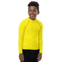 Boys Long Sleeve BJJ Rash Guard – Youth Solid Performance Fit – Golden Sun