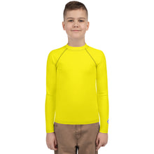 Boys Long Sleeve BJJ Rash Guard – Youth Solid Performance Fit – Golden Sun