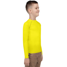 Boys Long Sleeve BJJ Rash Guard – Youth Solid Performance Fit – Golden Sun