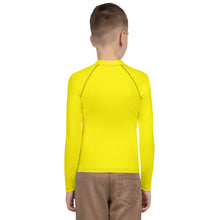 Boys Long Sleeve BJJ Rash Guard – Youth Solid Performance Fit – Golden Sun