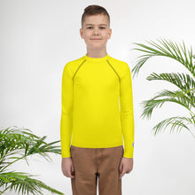 Boys Long Sleeve BJJ Rash Guard – Youth Solid Performance Fit – Golden Sun