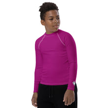 Boys Long Sleeve Compression Rash Guard – Solid Youth Top – Vivid Purple