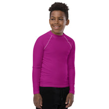 Boys Long Sleeve Compression Rash Guard – Solid Youth Top – Vivid Purple