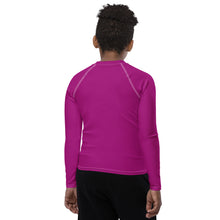 Boys Long Sleeve Compression Rash Guard – Solid Youth Top – Vivid Purple