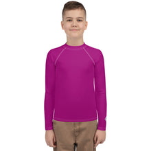 Boys Long Sleeve Compression Rash Guard – Solid Youth Top – Vivid Purple