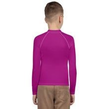 Boys Long Sleeve Compression Rash Guard – Solid Youth Top – Vivid Purple