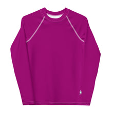 Boys Long Sleeve Compression Rash Guard – Solid Youth Top – Vivid Purple