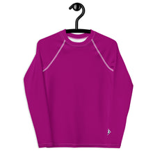 Boys Long Sleeve Compression Rash Guard – Solid Youth Top – Vivid Purple