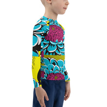 Boy's Pop Art BJJ Long Sleeve Rash Guards - Roy Lichtenstein Inspired Dahlia Print 002 Boys Dahlia Exclusive Kids Long Sleeve Rash Guard Swimwear