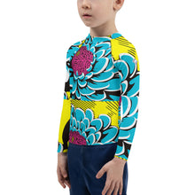 Boy's Pop Art BJJ Long Sleeve Rash Guards - Roy Lichtenstein Inspired Dahlia Print 002 Boys Dahlia Exclusive Kids Long Sleeve Rash Guard Swimwear