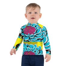 Boy's Pop Art BJJ Long Sleeve Rash Guards - Roy Lichtenstein Inspired Dahlia Print 002 Boys Dahlia Exclusive Kids Long Sleeve Rash Guard Swimwear
