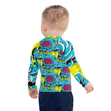 Boy's Pop Art BJJ Long Sleeve Rash Guards - Roy Lichtenstein Inspired Dahlia Print 002 Boys Dahlia Exclusive Kids Long Sleeve Rash Guard Swimwear