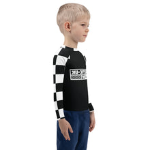 Checkered Charm: Boys' Long Sleeve Rash Guard for Kids - Noir Jiu-Jitsu Boys Checkered Exclusive Kids Long Sleeve Rash Guard