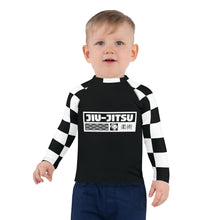 Checkered Charm: Boys' Long Sleeve Rash Guard for Kids - Noir Jiu-Jitsu Boys Checkered Exclusive Kids Long Sleeve Rash Guard