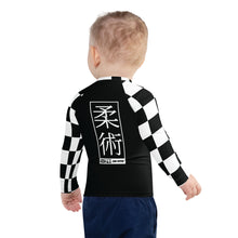 Checkered Charm: Boys' Long Sleeve Rash Guard for Kids - Noir Jiu-Jitsu Boys Checkered Exclusive Kids Long Sleeve Rash Guard