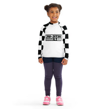 Checkered Charm: Kids Girls' Long Sleeve Rash Guard - Blanc Jiu-Jitsu Checkered Exclusive Girls Kids Long Sleeve Rash Guard