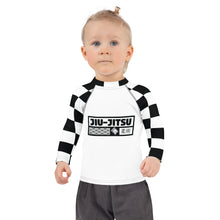 Checkered Charm: Kids Girls' Long Sleeve Rash Guard - Blanc Jiu-Jitsu Checkered Exclusive Girls Kids Long Sleeve Rash Guard