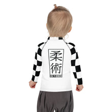 Checkered Charm: Kids Girls' Long Sleeve Rash Guard - Blanc Jiu-Jitsu Checkered Exclusive Girls Kids Long Sleeve Rash Guard