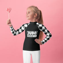 Chic and Comfortable: Houndstooth Judo Long Sleeve Rash Guard for Girls Exclusive Girls Houndstooth Judo Kids Long Sleeve Rash Guard