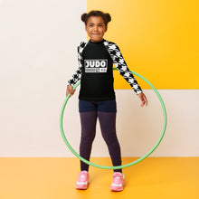 Chic and Comfortable: Houndstooth Judo Long Sleeve Rash Guard for Girls Exclusive Girls Houndstooth Judo Kids Long Sleeve Rash Guard