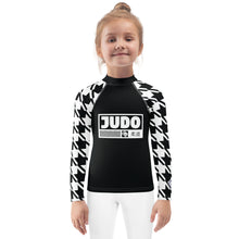 Chic and Comfortable: Houndstooth Judo Long Sleeve Rash Guard for Girls Exclusive Girls Houndstooth Judo Kids Long Sleeve Rash Guard