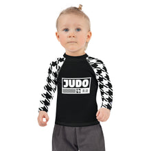 Chic and Comfortable: Houndstooth Judo Long Sleeve Rash Guard for Girls Exclusive Girls Houndstooth Judo Kids Long Sleeve Rash Guard