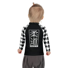 Chic and Comfortable: Houndstooth Judo Long Sleeve Rash Guard for Girls Exclusive Girls Houndstooth Judo Kids Long Sleeve Rash Guard